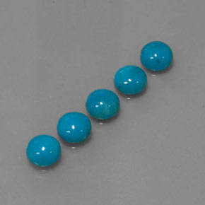 Gemas de turquesa azul natural de  ct, corte redondo, opaco