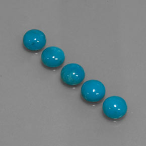 Gemas de turquesa azul natural de  ct, corte redondo, opaco