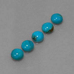 Gemas de turquesa azul natural de  ct, corte redondo, opaco