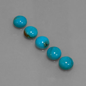 Gemas de turquesa azul natural de  ct, corte redondo, opaco