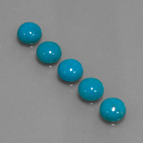 Gemas de turquesa azul natural de  ct, corte redondo, opaco