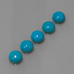Gemas de turquesa azul natural de  ct, corte redondo, opaco