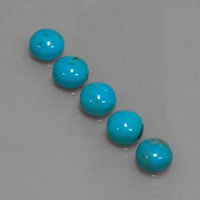 Gemas de turquesa azul natural de  ct, corte redondo, opaco