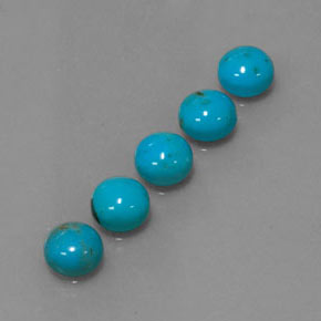 Gemas de turquesa azul natural de  ct, corte redondo, opaco