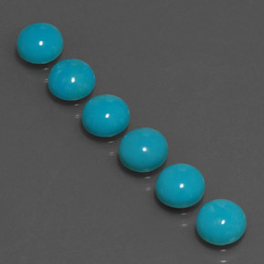 Gemas de turquesa azul natural de  ct, corte redondo, opaco