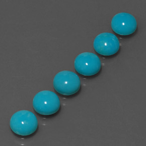 Gemas de turquesa azul natural de  ct, corte redondo, opaco