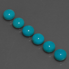 Gemas de turquesa azul natural de  ct, corte redondo, opaco