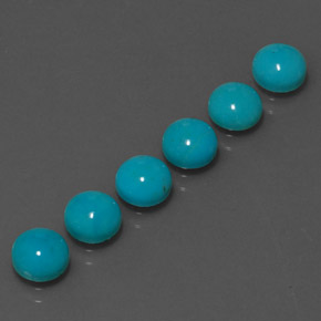 Gemas de turquesa azul natural de  ct, corte redondo, opaco