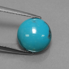 Turquesa azul natural de 3,02 ct, corte redondo, opaco