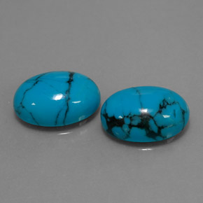 Gemas de turquesa azul natural de  ct, corte óvalo, opaco