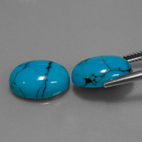 Gemas de turquesa azul natural de  ct, corte óvalo, opaco