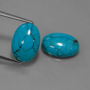 Gemas de turquesa azul natural de  ct, corte óvalo, opaco
