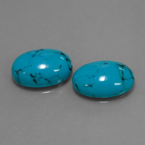 Gemas de turquesa azul natural de  ct, corte óvalo, opaco