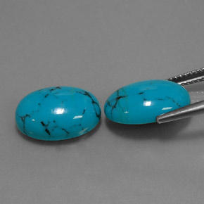 Gemas de turquesa azul natural de  ct, corte óvalo, opaco