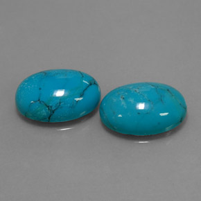 Gemas de turquesa azul natural de  ct, corte óvalo, opaco