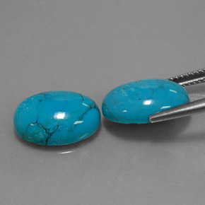 Gemas de turquesa azul natural de  ct, corte óvalo, opaco