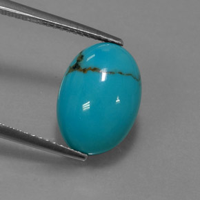Turquesa azul natural de 3,62 ct, corte óvalo, opaco