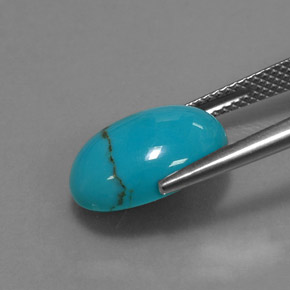Turquesa azul natural de 3,62 ct, corte óvalo, opaco