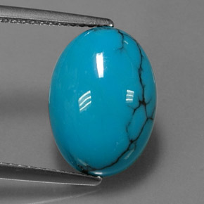 Turquesa azul natural de 4,06 ct, corte óvalo, opaco