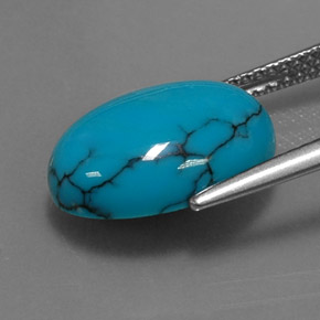 Turquesa azul natural de 4,06 ct, corte óvalo, opaco