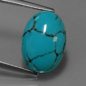 Turquesa azul natural de 4,19 ct, corte óvalo, opaco