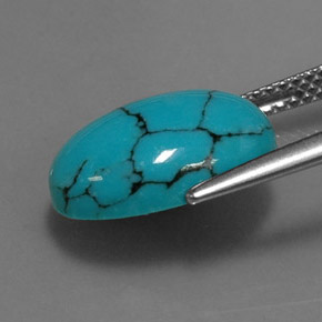 Turquesa azul natural de 4,19 ct, corte óvalo, opaco