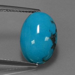 Turquesa azul natural de 3,78 ct, corte óvalo, opaco