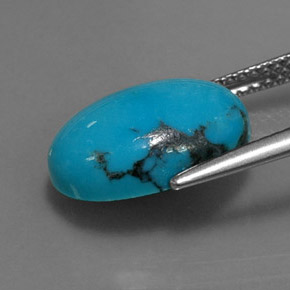 Turquesa azul natural de 3,78 ct, corte óvalo, opaco