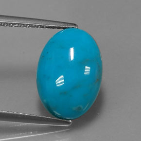Turquesa azul natural de 4,53 ct, corte óvalo, opaco