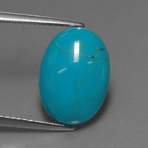 Turquesa azul natural de 3,79 ct, corte óvalo, opaco