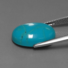 Turquesa azul natural de 3,79 ct, corte óvalo, opaco