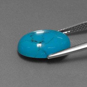 Turquesa azul natural de 4,01 ct, corte óvalo, opaco