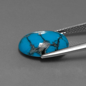 Turquesa azul natural de 3,74 ct, corte óvalo, opaco