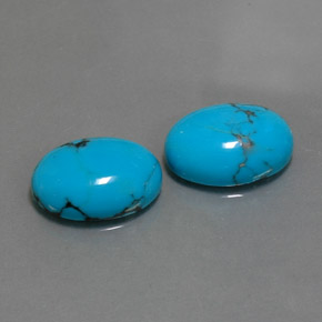 Gemas de turquesa azul natural de  ct, corte óvalo, opaco