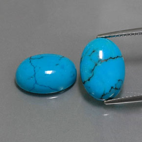Gemas de turquesa azul natural de  ct, corte óvalo, opaco