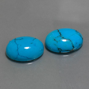 Gemas de turquesa azul natural de  ct, corte óvalo, opaco