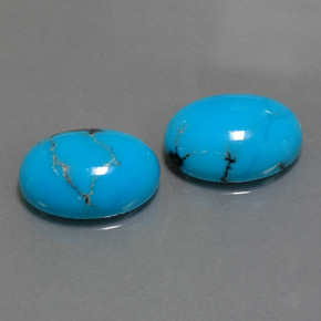 Gemas de turquesa azul natural de  ct, corte óvalo, opaco