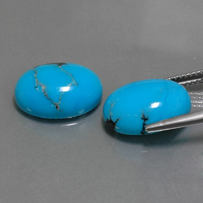 Gemas de turquesa azul natural de  ct, corte óvalo, opaco