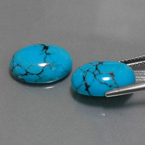 Gemas de turquesa azul natural de  ct, corte óvalo, opaco