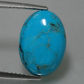 Turquesa azul natural de 3,95 ct, corte óvalo, opaco