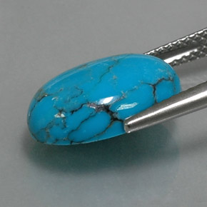 Turquesa azul natural de 3,95 ct, corte óvalo, opaco