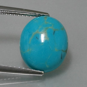 Turquesa azul natural de 3,06 ct, corte óvalo, opaco