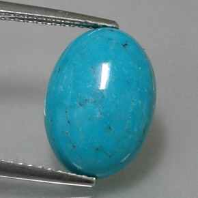 Turquesa azul natural de 3,69 ct, corte óvalo, opaco