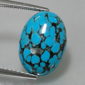 Turquesa azul natural de 3,92 ct, corte óvalo, opaco