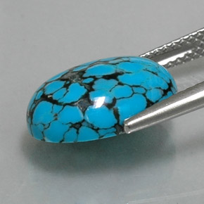 Turquesa azul natural de 3,92 ct, corte óvalo, opaco