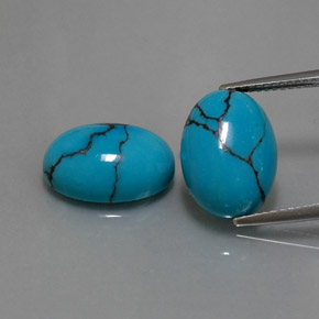 Gemas de turquesa azul natural de  ct, corte óvalo, opaco