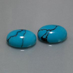 Gemas de turquesa azul natural de  ct, corte óvalo, opaco