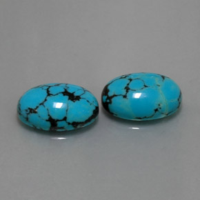Gemas de turquesa azul natural de  ct, corte óvalo, opaco