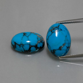 Gemas de turquesa azul natural de  ct, corte óvalo, opaco