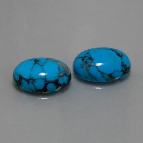 Gemas de turquesa azul natural de  ct, corte óvalo, opaco
